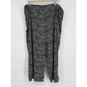 Tahari Women's Sz 3X Pull On Printed Wide Leg Pants Black White‎ Comfortable